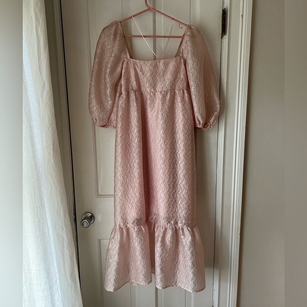 Anthropologie Textured Puff Sleeve Dress